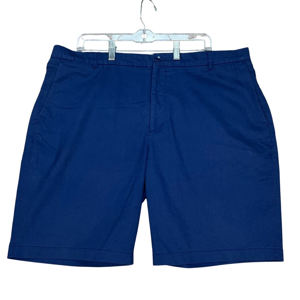 Holderness & Bourne Chino Shorts Men 40 Navy Blue Flat Front Union Jack Logo EUC